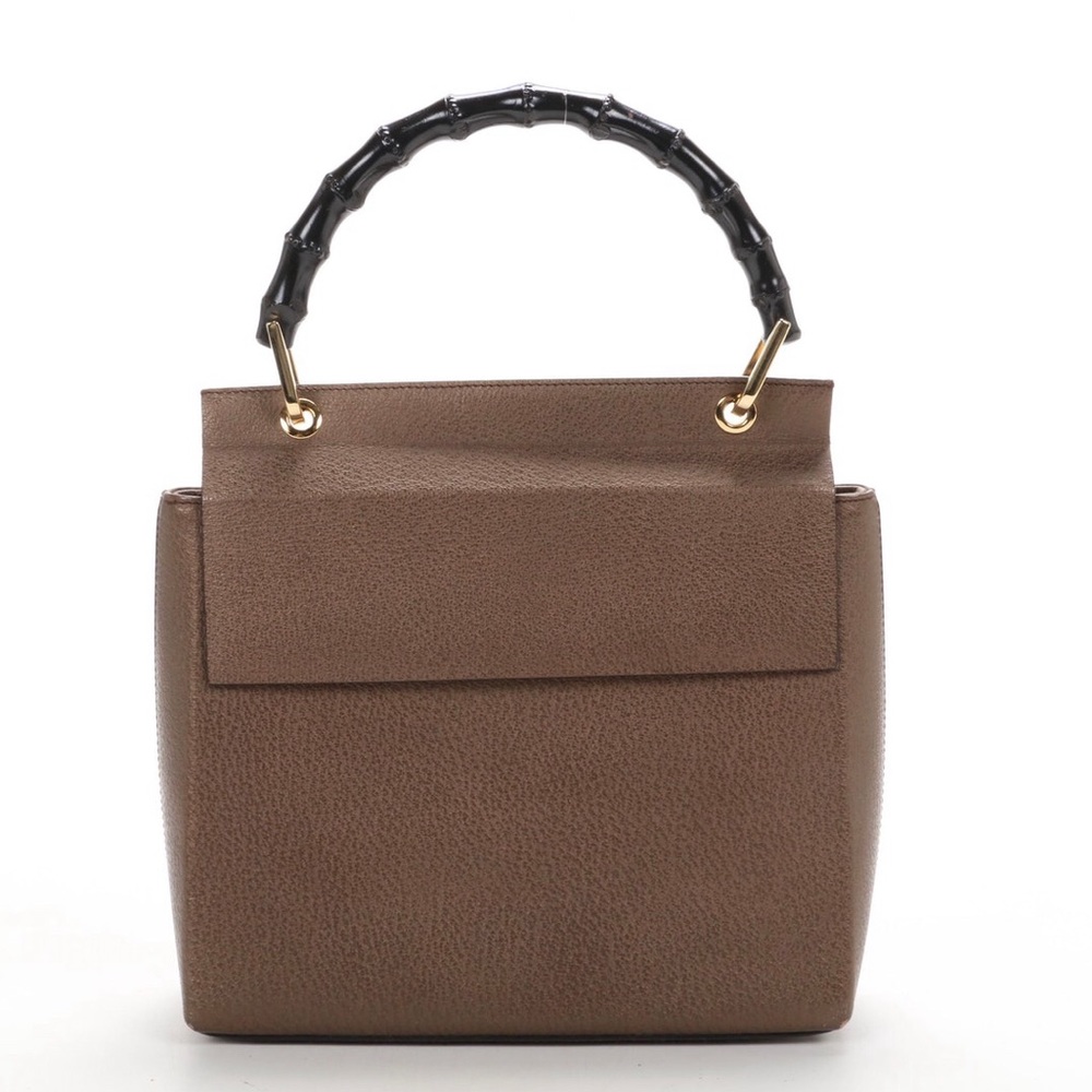 Gucci Vintage Bamboo Top Handle Metallic Leather